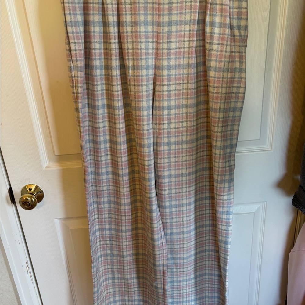Sezane Blue Tan Maxi Pencil Trousers